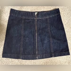 Altar’d State Blue Jean Mini Shirt With Zipper Front-Size XS